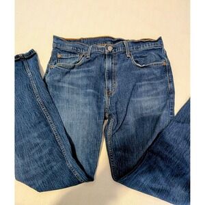 Levis 502 Regular Taper Fit Jeans Mens 34x32 Dark Wash Blue Stretch Denim